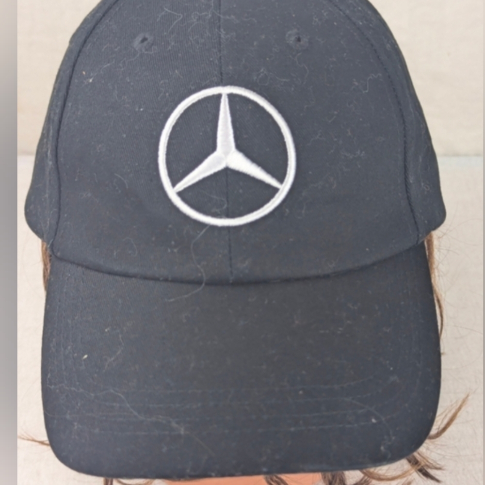Mercedes Black Cap With Adjustable Velcro Strap & Metal Closure With Logo